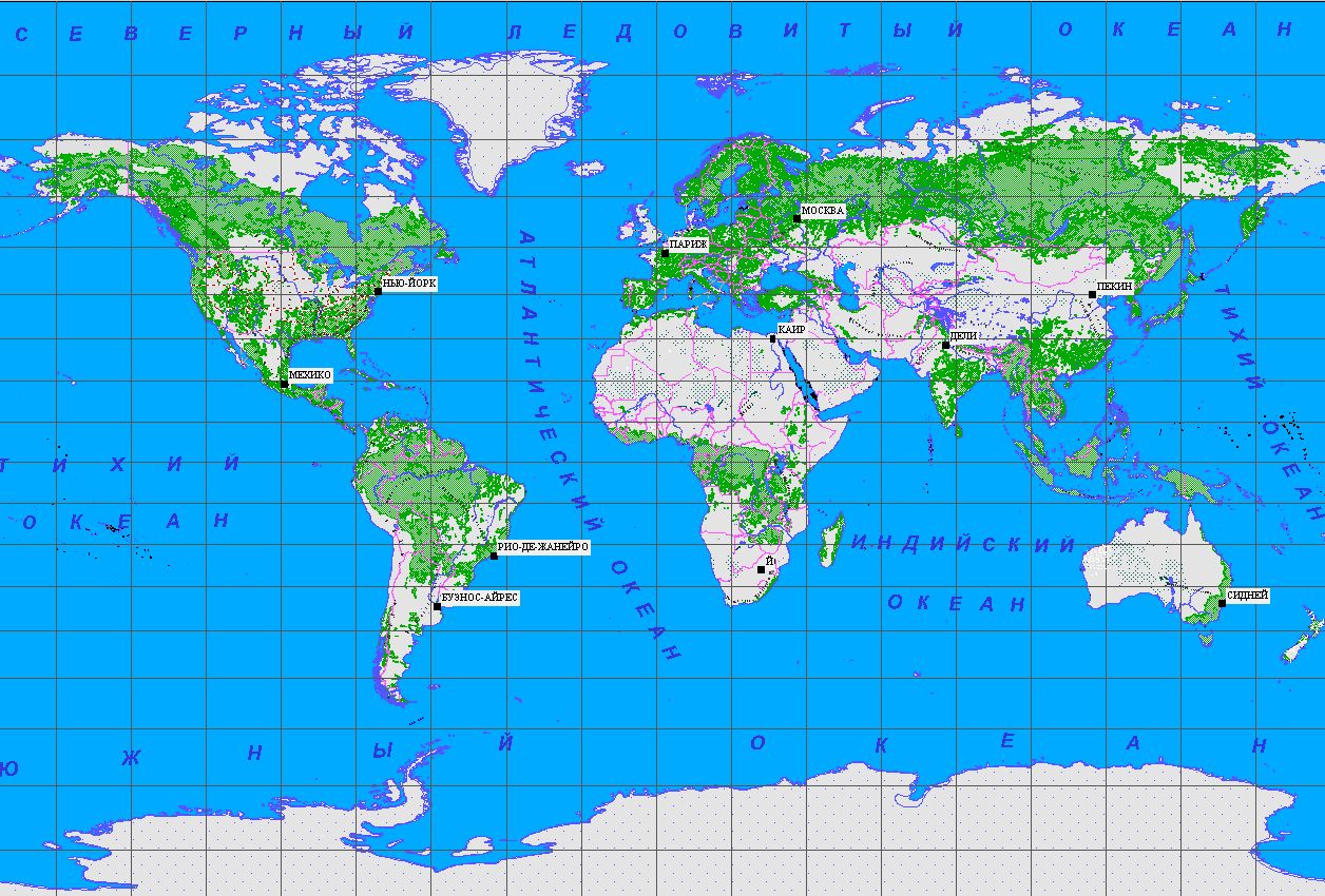 Карта земли с морями и океанами