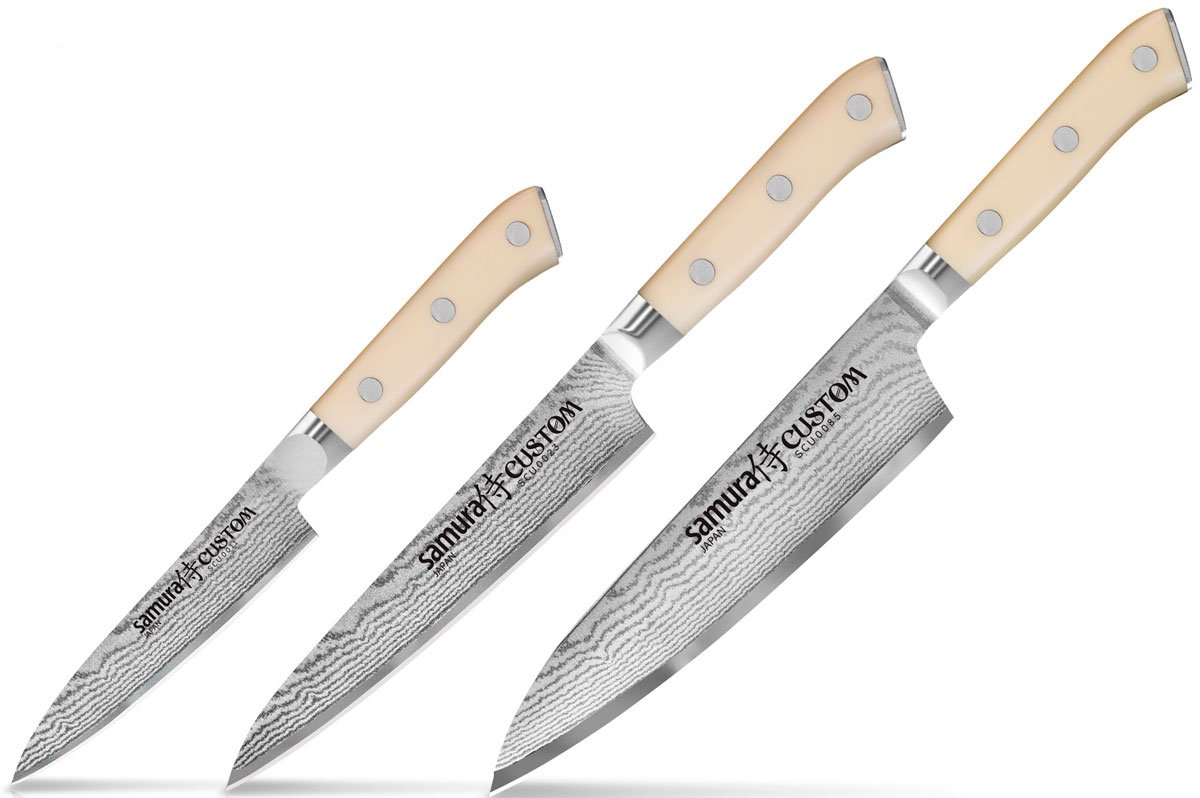 Кухонные ножи Samura из дамасской стали