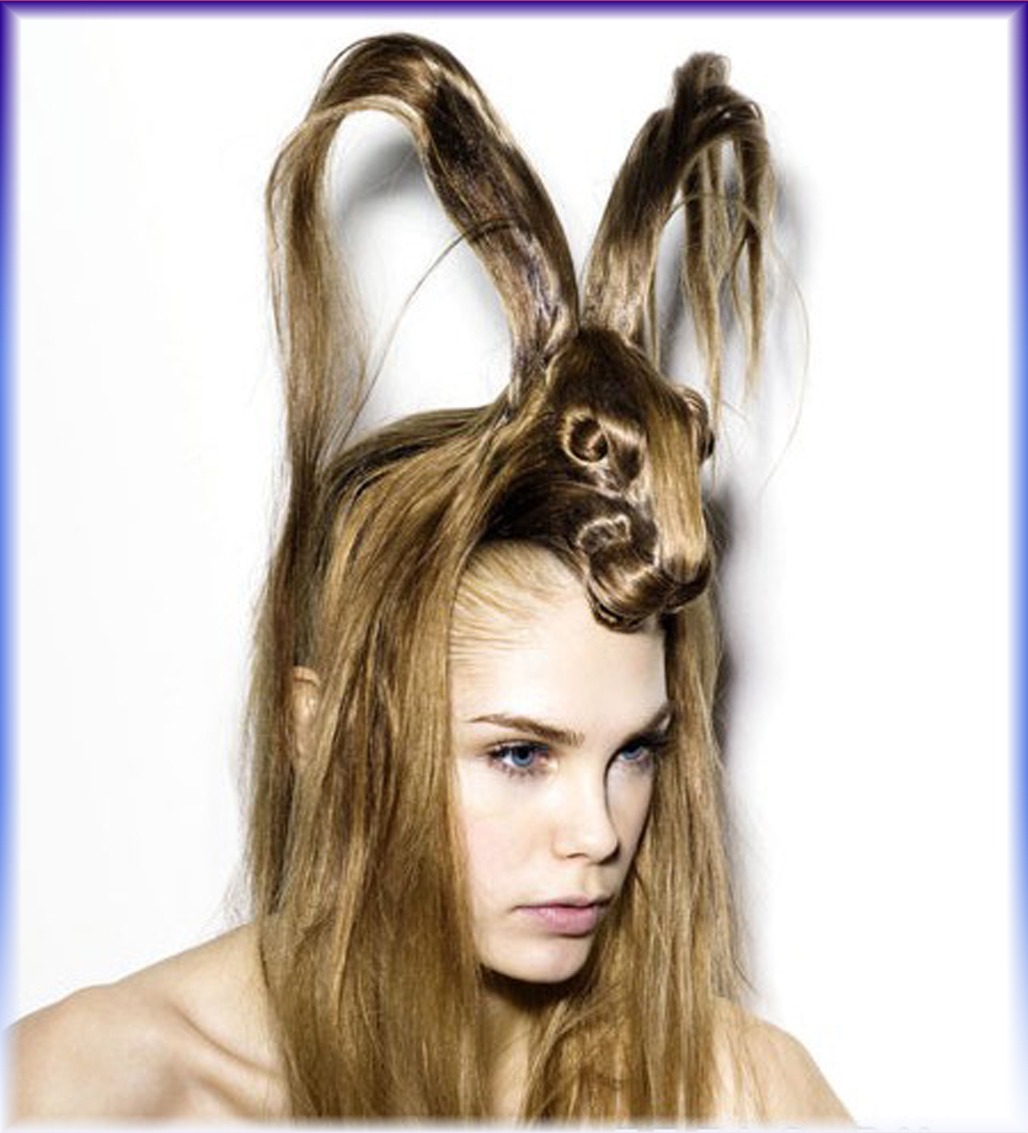 Укладка волос в форме зайца